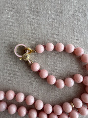 Pink Opal Necklace with Gold Accents, Fine Gemstone Jewelry