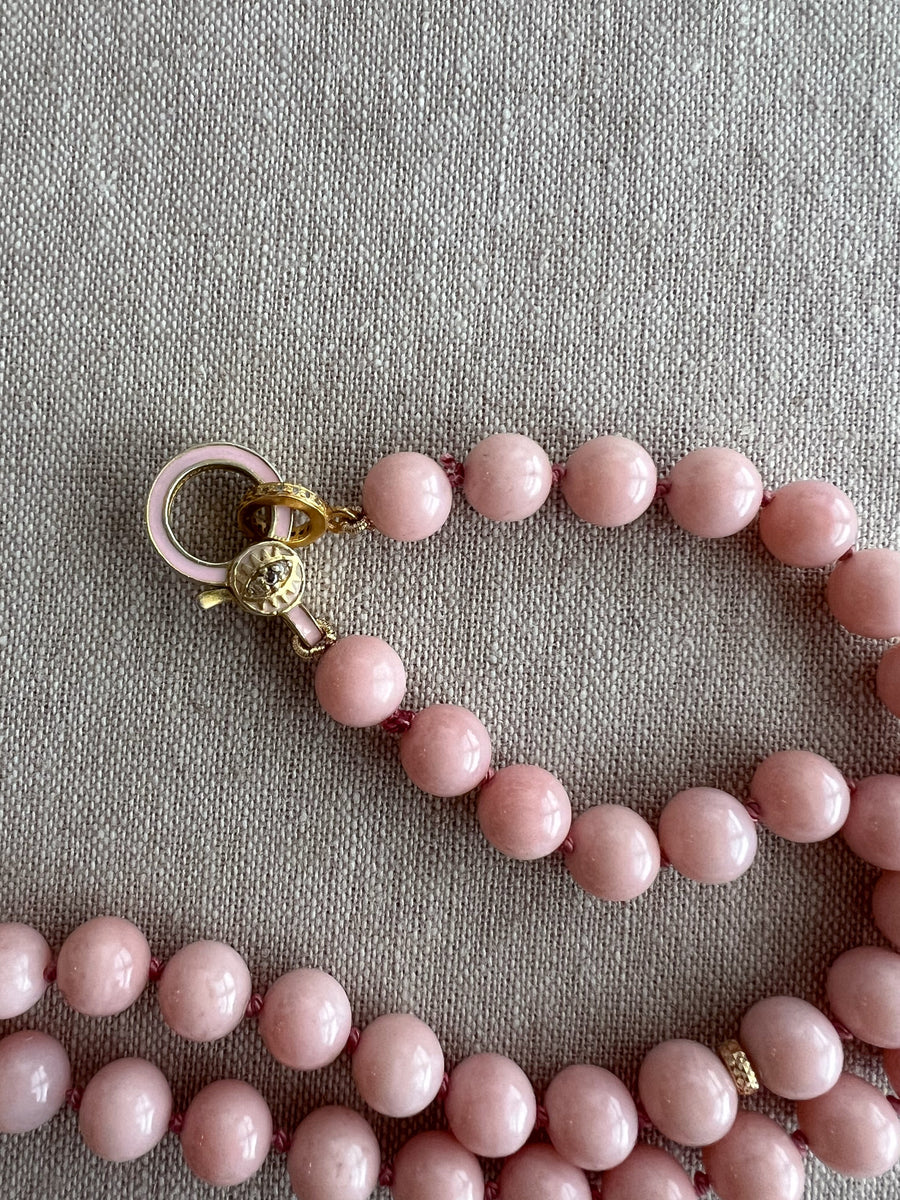 Pink Opal Necklace with Gold Accents, Fine Gemstone Jewelry