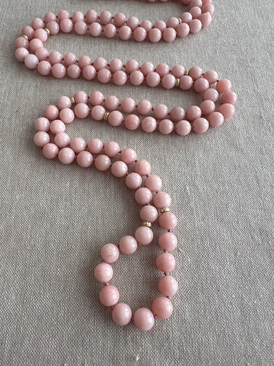 Pink Opal Necklace with Gold Accents, Fine Gemstone Jewelry