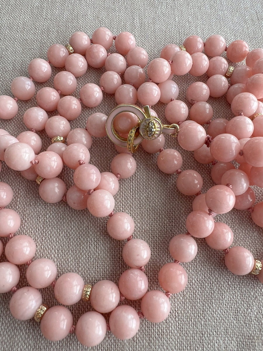 Pink Opal Necklace with Gold Accents, Fine Gemstone Jewelry