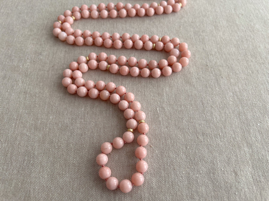 Pink Opal Necklace with Gold Accents, Fine Gemstone Jewelry