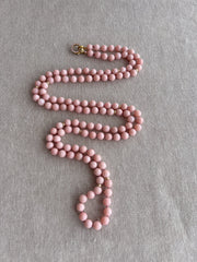 Pink Opal Necklace with Gold Accents, Fine Gemstone Jewelry