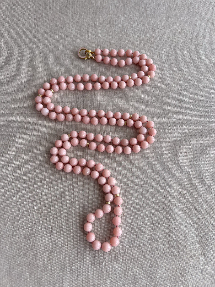 Pink Opal Necklace with Gold Accents, Fine Gemstone Jewelry