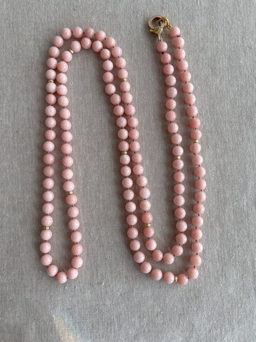 Pink Opal Necklace with Gold Accents, Fine Gemstone Jewelry
