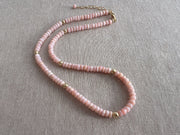 Pink Peruvian Opals Necklace with Hammered Gold Accents