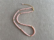 Pink Peruvian Opals Necklace with Hammered Gold Accents
