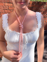 Pink Opal Necklace with Gold Accents, Fine Gemstone Jewelry