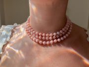 Pink Opal Necklace with Gold Accents, Fine Gemstone Jewelry