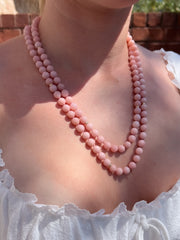 Pink Opal Necklace with Gold Accents, Fine Gemstone Jewelry