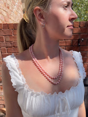 Pink Opal Necklace with Gold Accents, Fine Gemstone Jewelry