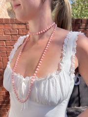 Pink Opal Necklace with Gold Accents, Fine Gemstone Jewelry