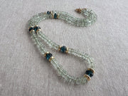 Prasiolite Heishi Necklace, London Blue Topaz Accents, Boho Gemstone Jewelry