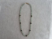 Prasiolite Heishi Necklace, London Blue Topaz Accents, Boho Gemstone Jewelry