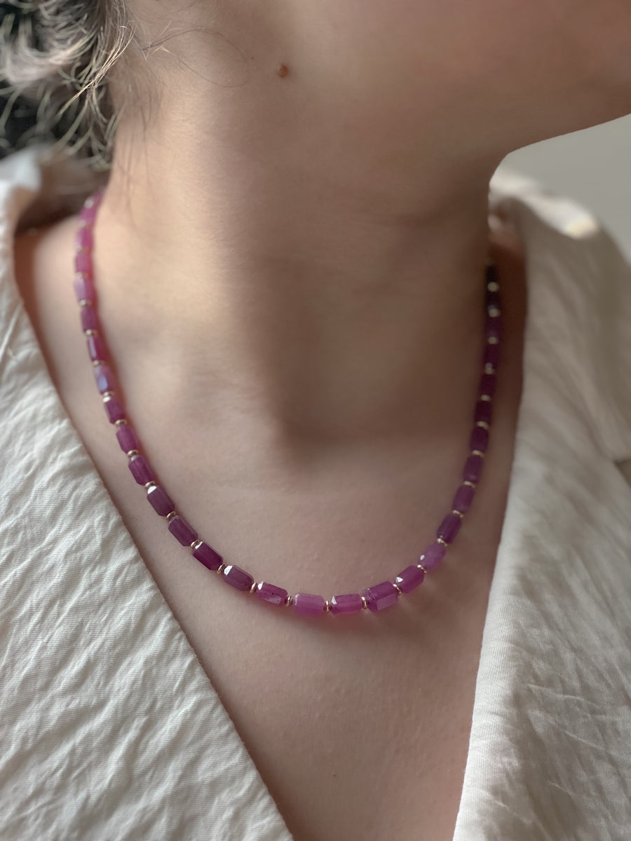 Ruby Cylinders Necklace