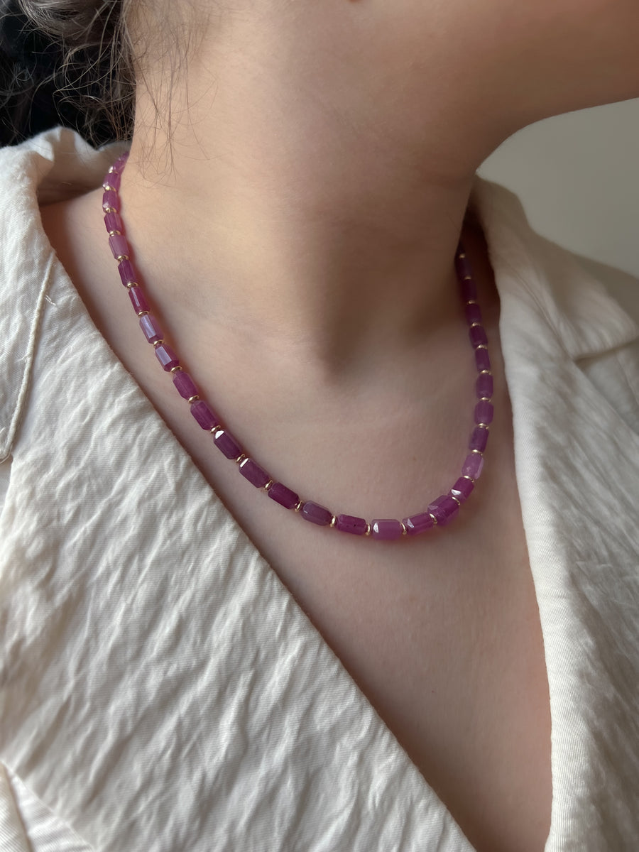 Ruby Cylinders Necklace