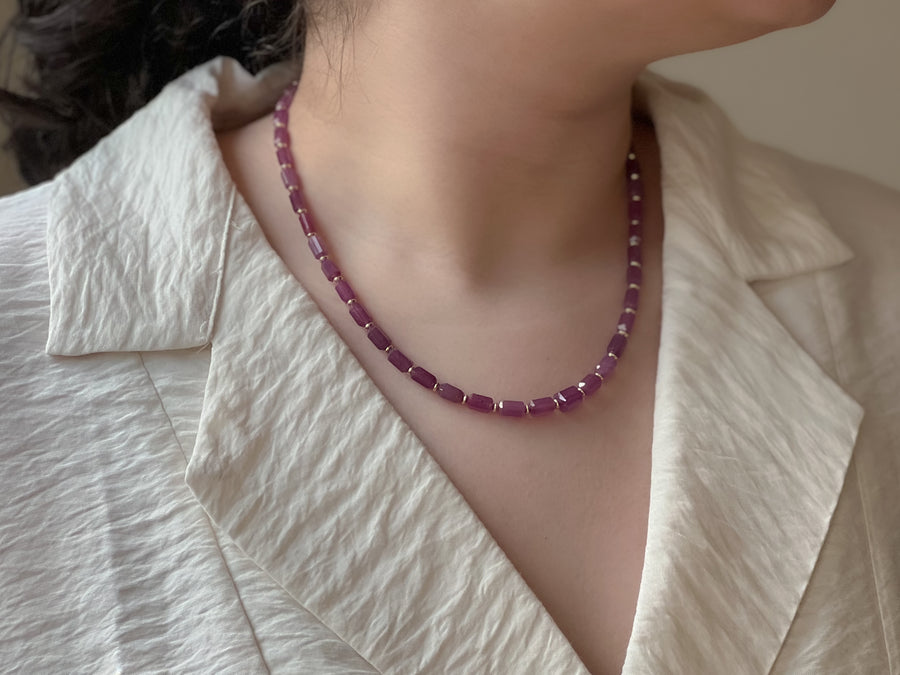 Ruby Cylinders Necklace