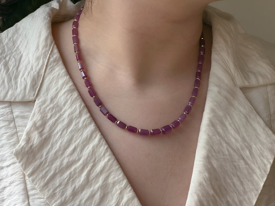 Ruby Cylinders Necklace