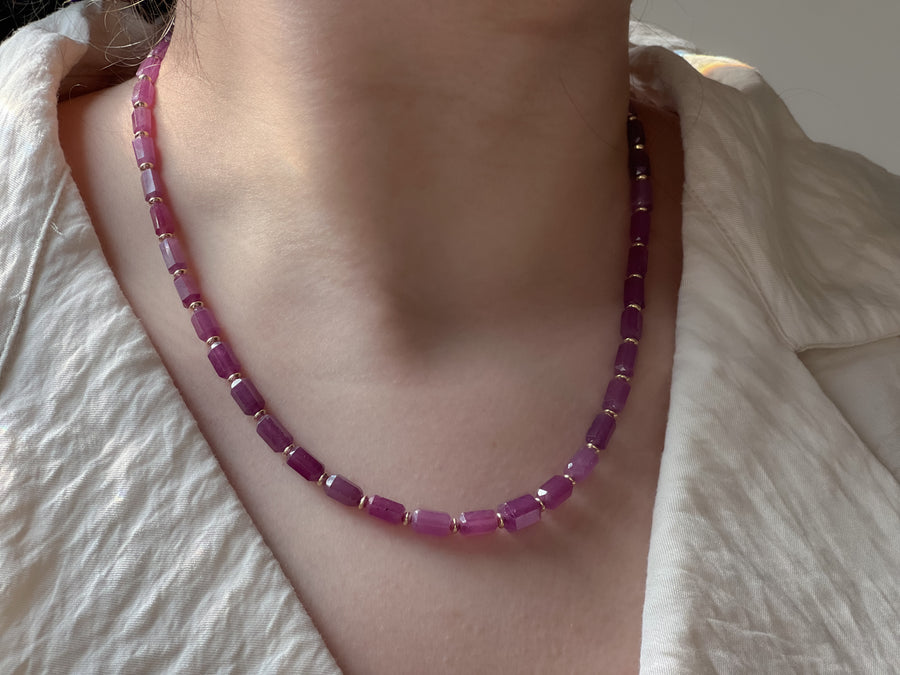 Ruby Cylinders Necklace