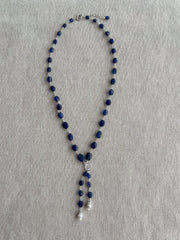 Sapphire and Sterling Silver Lariat Style Necklace