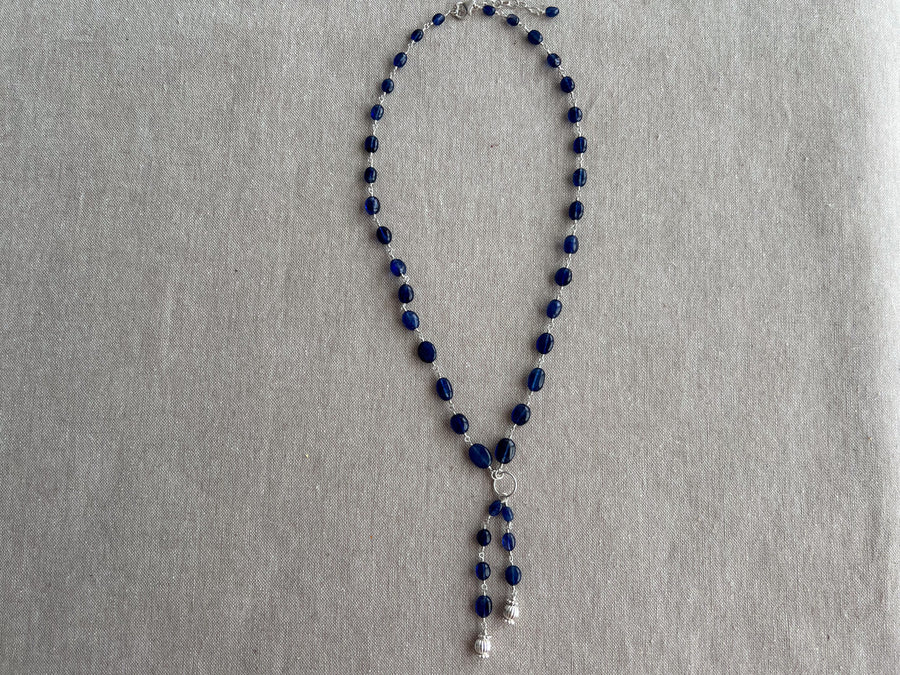 Sapphire and Sterling Silver Lariat Style Necklace