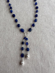 Sapphire and Sterling Silver Lariat Style Necklace
