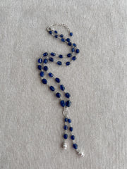 Sapphire and Sterling Silver Lariat Style Necklace