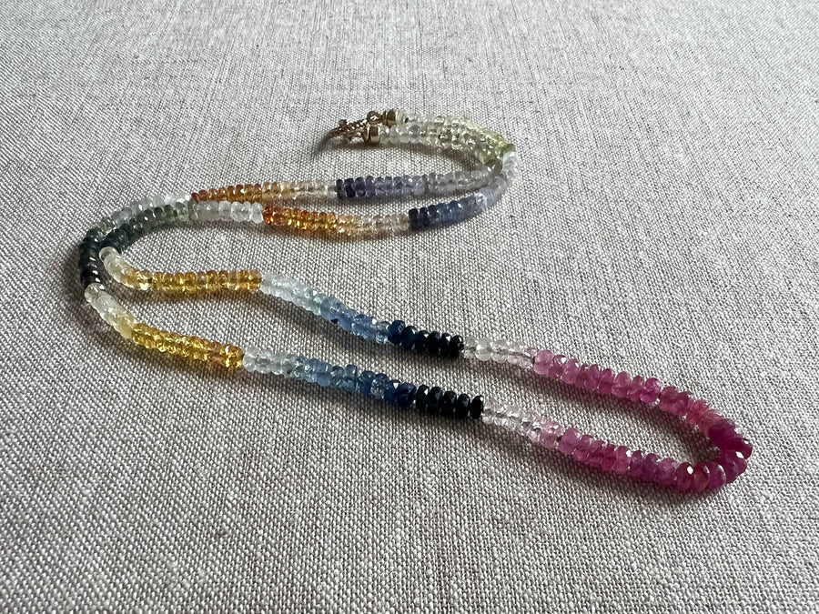 Multi-Colored Sapphire Necklace, AAA+