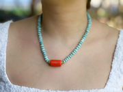 Larimar Necklace with Coral Accent