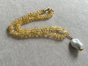 Citrine Necklace with Baroque Pearl Accent