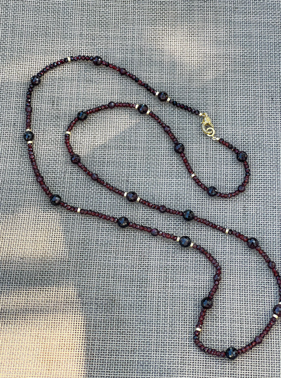 Garnet Necklace with Gold Accents