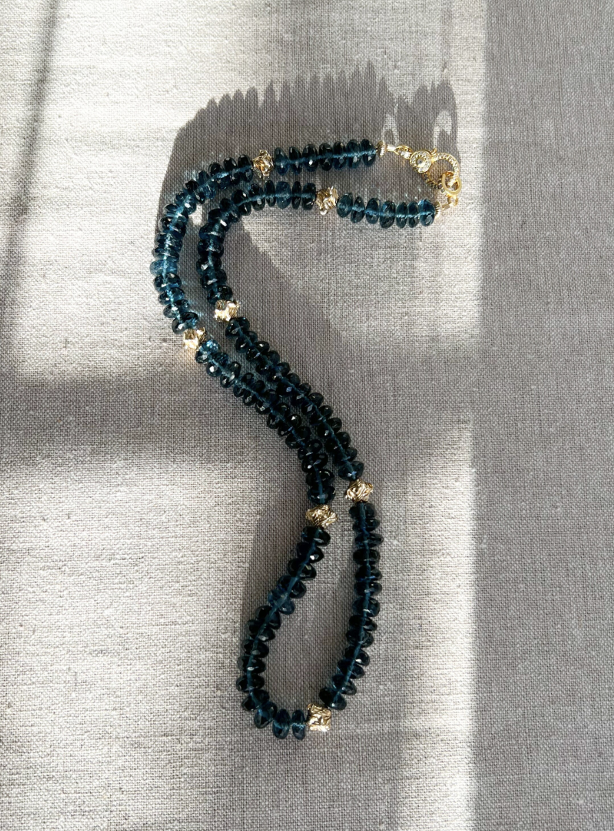 London Blue Topaz Necklace with Gold Accents