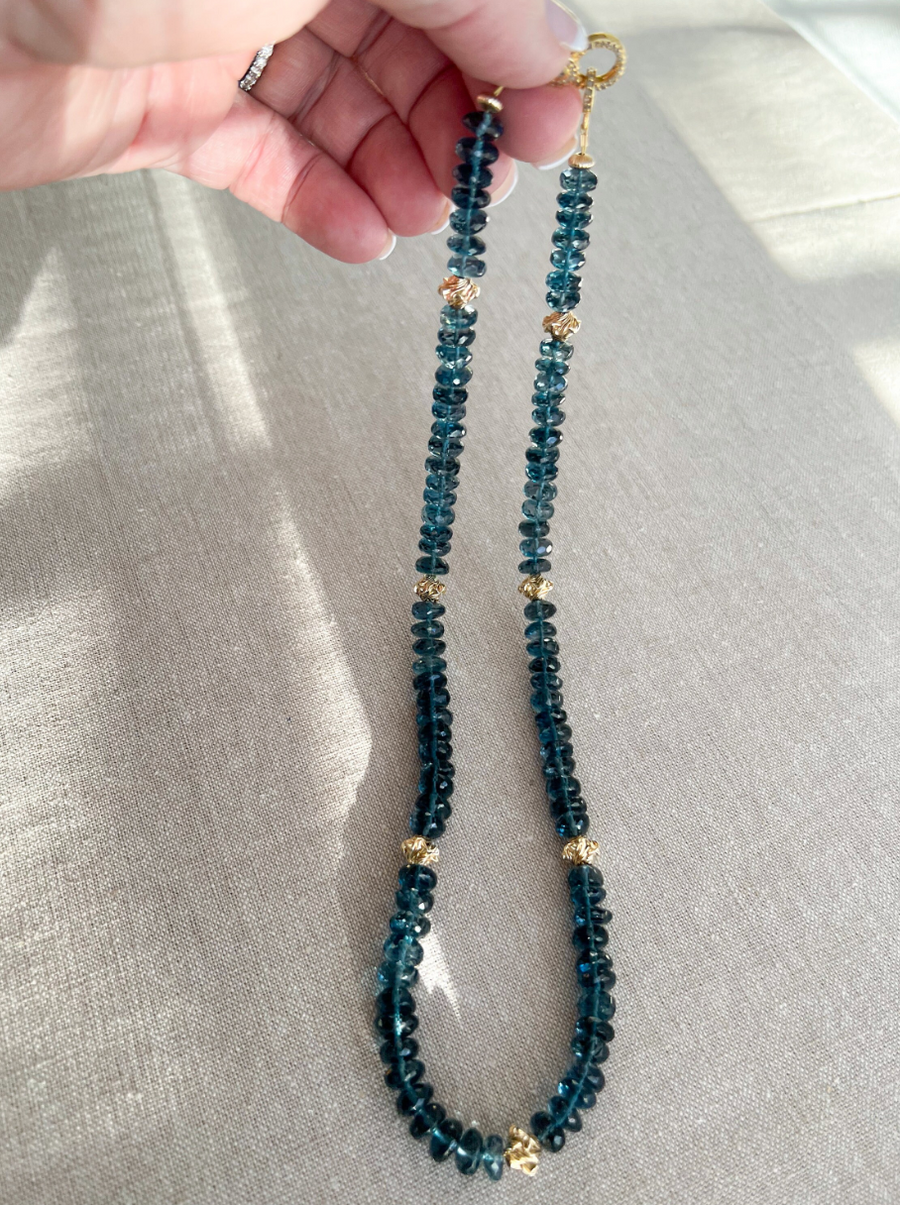 London Blue Topaz Necklace with Gold Accents