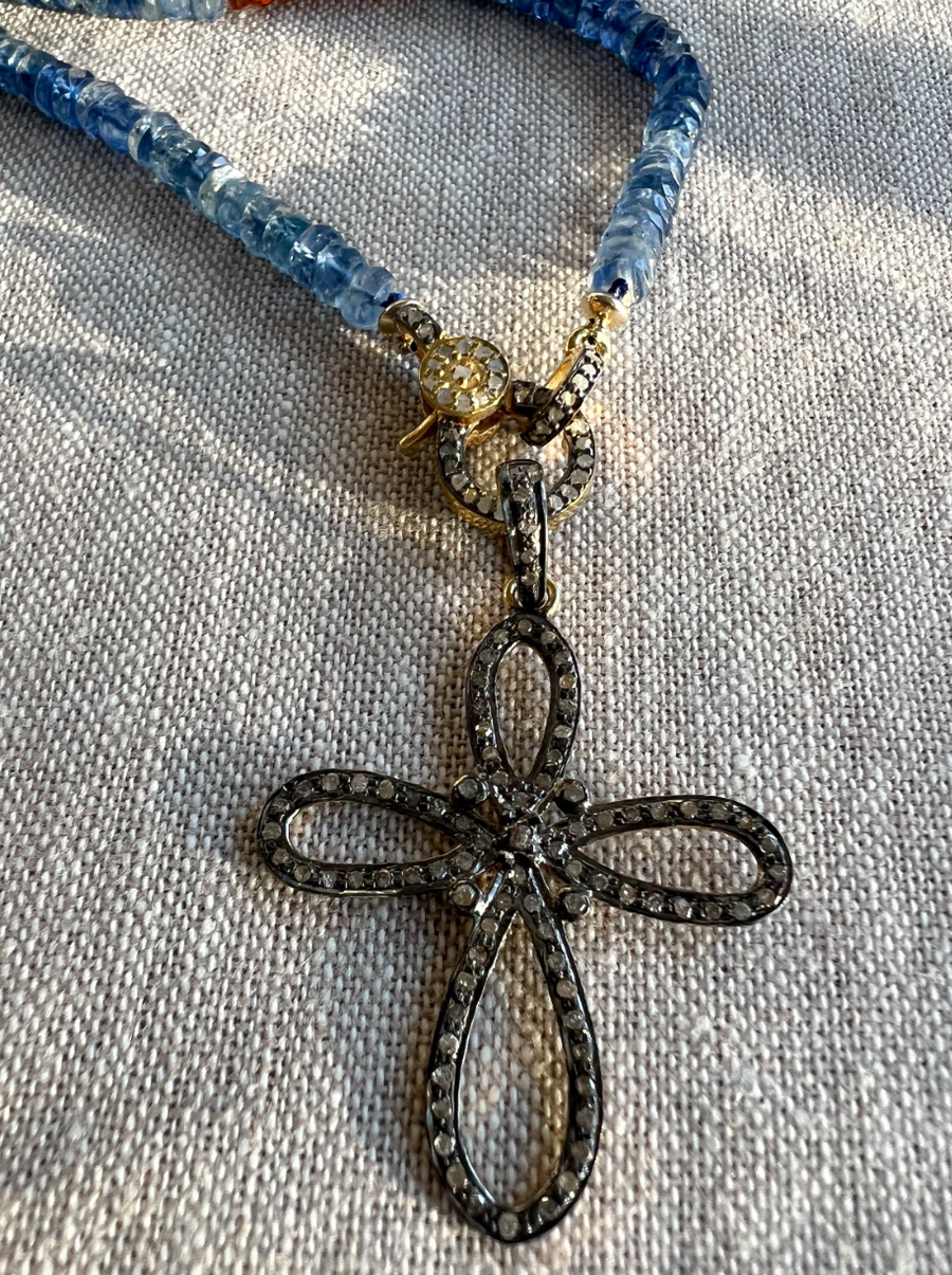 Kyanite Necklace with Removable Cross Pendant