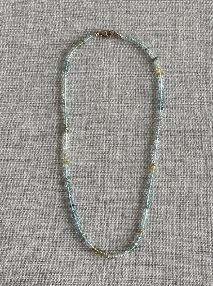 Aquamarine Necklace with Gold Accents