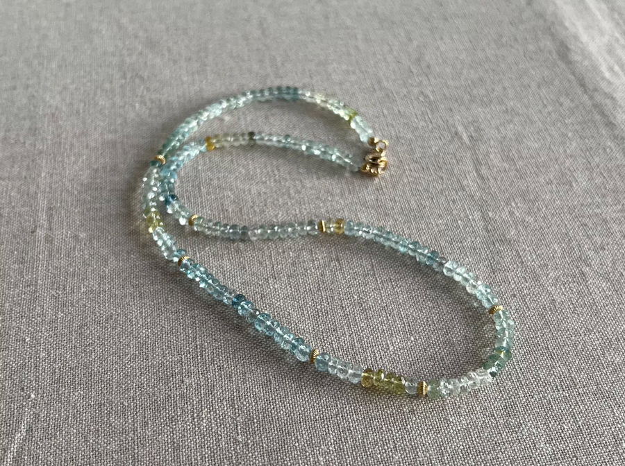 Aquamarine Necklace with Gold Accents