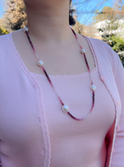 Ruby Necklace with Baroque Pearl Accents