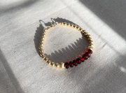 Garnet and Gold Beaded Bracelet