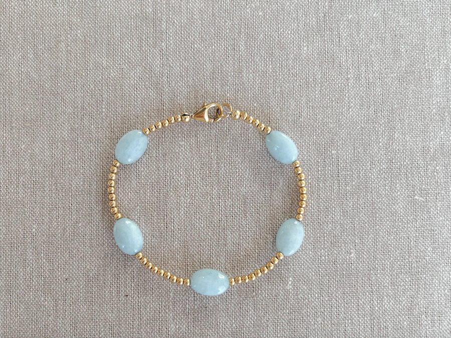 Aquamarine and Gold Bead Bracelet