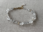 AAA Herkimer Diamond Bracelet on Black Silk with Gold Accents