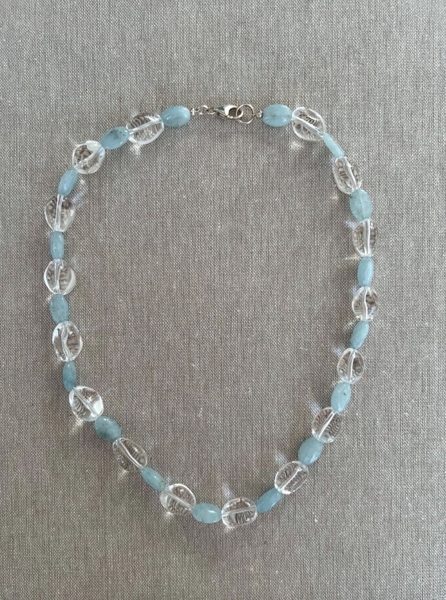 Aquamarine and Clear Quartz Necklace