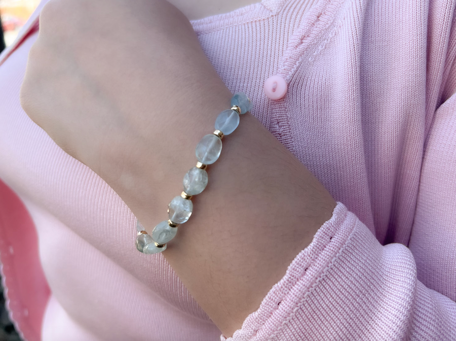 Aquamarine Bracelet with Gold Filled Accents