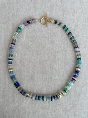 Mixed Gemstone Necklace with Gold Accents