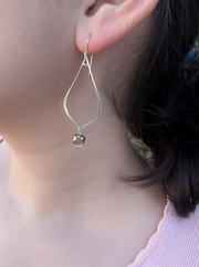 Teardrop Earrings with Pyrite Cube Drop