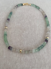 Heishi Fluorite Necklace with Gold Accents