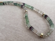 Heishi Fluorite Necklace with Gold Accents