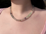 Heishi Fluorite Necklace with Gold Accents