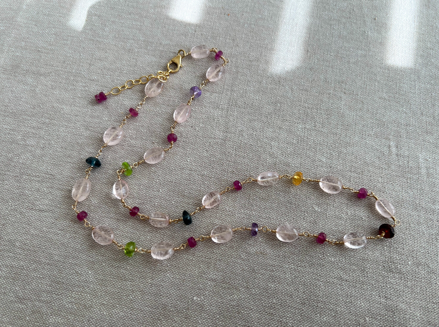 Morganite and Multi Gemstone Necklace