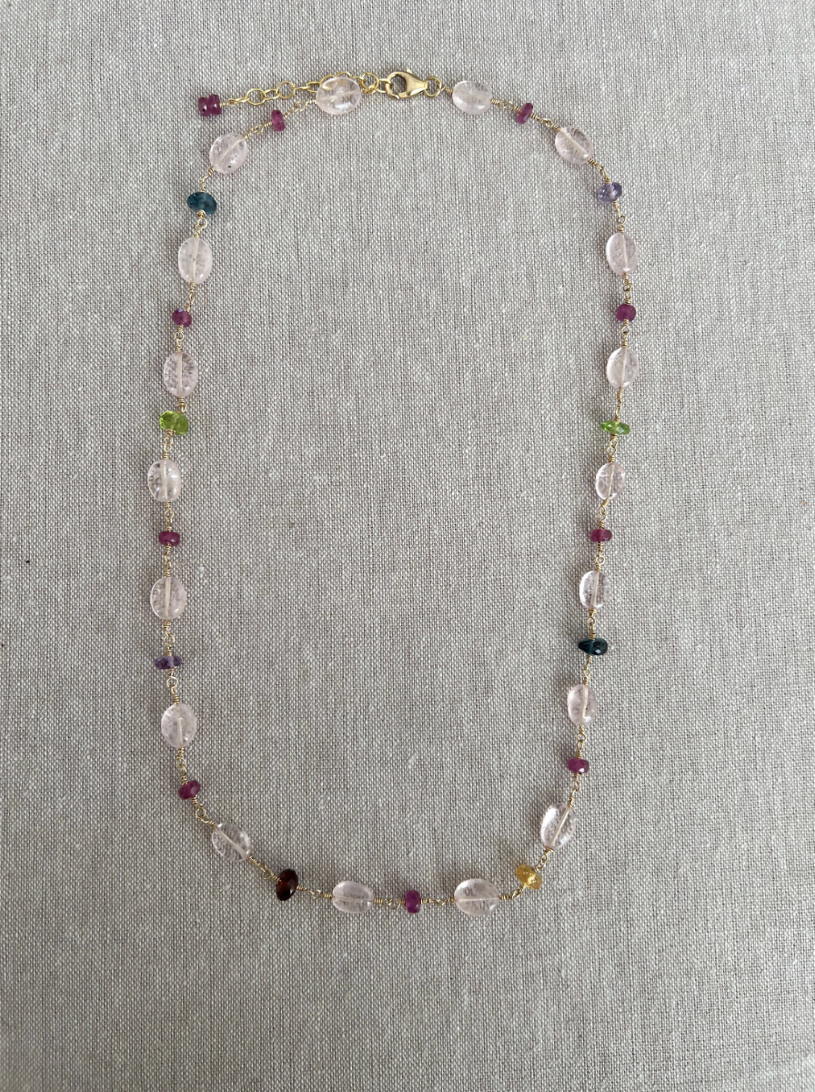 Morganite and Multi Gemstone Necklace