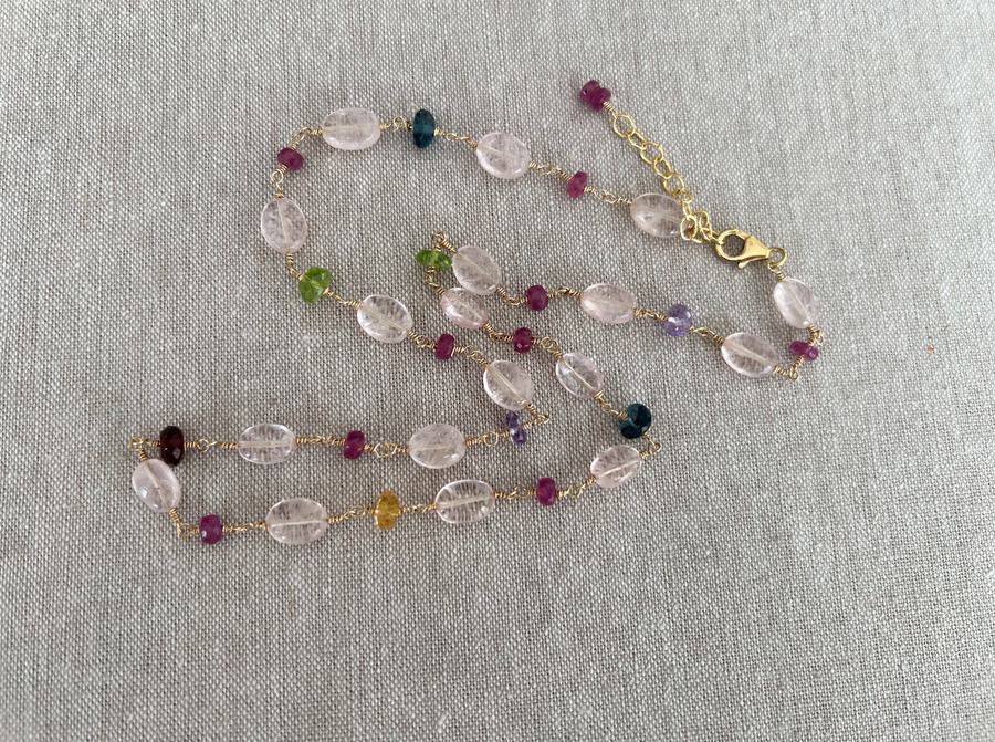 Morganite and Multi Gemstone Necklace