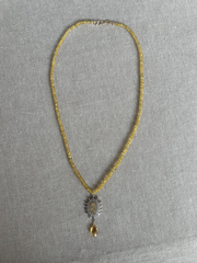 Yellow Aquamarine Necklace with Druzy Pendant